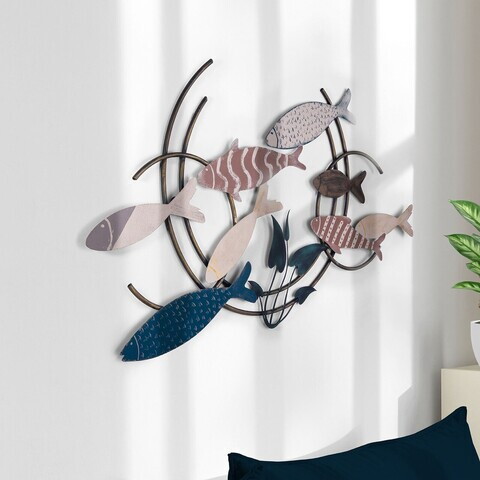 Decoratiune de perete, Oceano, Metal, Dimensiuni: 105 x 4 x 60 cm, Multicolor