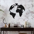 Decoratiune de perete, World, Metal, Grosime: 1,2 mm, Negru
