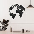 Decoratiune de perete, World, Metal, Grosime: 1,2 mm, Negru