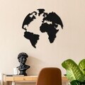 Decoratiune de perete, World, Metal, Grosime: 1,2 mm, Negru