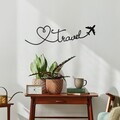 Decoratiune de perete, Travel, Metal, Grosime: 1,2 mm, Negru