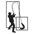 Decoratiune de perete, Pescador, Metal, Grosime: 1,2 mm, Negru