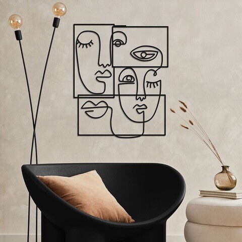 Decoratiune de perete, Complicado, Metal, Grosime: 1,2 mm, Negru