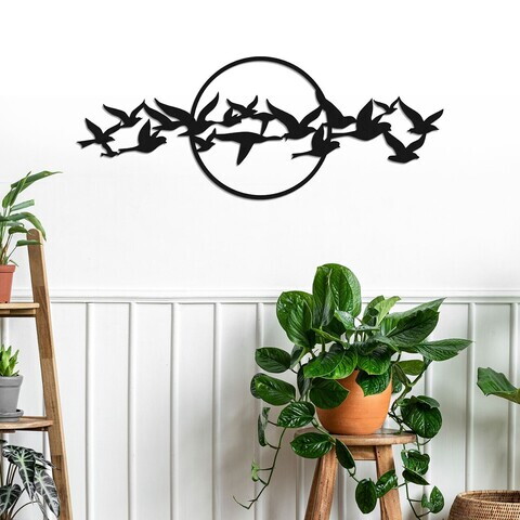 Decoratiune de perete, Bandada, Metal, Grosime: 1,2 mm, Negru