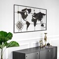 Decoratiune de perete, Worl Map, Metal, Grosime: Tablă metalică 1,2 mm, Vintage