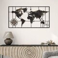 Decoratiune de perete, Worl Map, Metal, Grosime: Tablă metalică 1,2 mm, Vintage