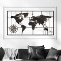 Decoratiune de perete, Worl Map, Metal, Grosime: Tablă metalică 1,2 mm, Vintage