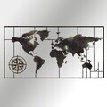 Decoratiune de perete, Worl Map, Metal, Grosime: Tablă metalică 1,2 mm, Vintage