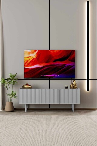 Comoda TV, Hanah Home, Capella 140, 140x50x29 cm, MDF, Gri deschis