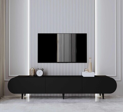 Comoda TV, Hanah Home, Regulus 200, 200x49x30 cm, MDF, Negru