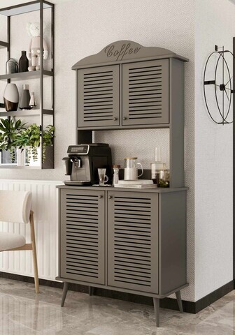 Dulap de bar pentru cafea, Hanah Home, Avior 90, 90x170x40 cm, MDF, Gri