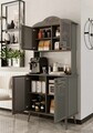 Dulap de bar pentru cafea, Hanah Home, Avior 90, 90x170x40 cm, MDF, Gri