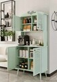 Dulap de bar pentru cafea, Hanah Home, Avior 90, 90x170x40 cm, MDF, Verde menta