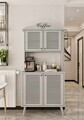 Dulap de bar pentru cafea, Hanah Home, Avior 90, 90x170x40 cm, MDF, Gri deschis