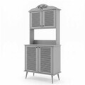 Dulap de bar pentru cafea, Hanah Home, Avior 90, 90x170x40 cm, MDF, Gri deschis