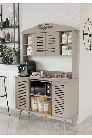 Dulap de bar pentru cafea, Hanah Home, Avior 120, 120x170x40 cm, MDF, Gresie