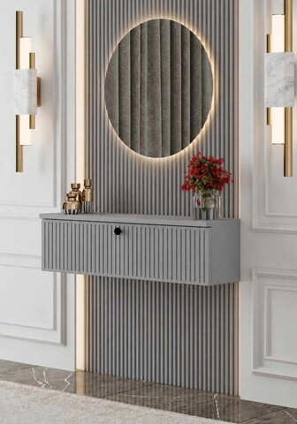 Bufet, Hanah Home, Mimosa 50, 50x26x22 cm, MDF LAMINAT, Gri deschis