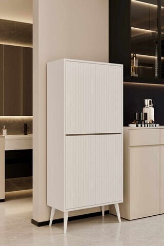 Dulap pentru bucatarie, Hanah Home, Capella, 69x158x32 cm, MDF, Alb