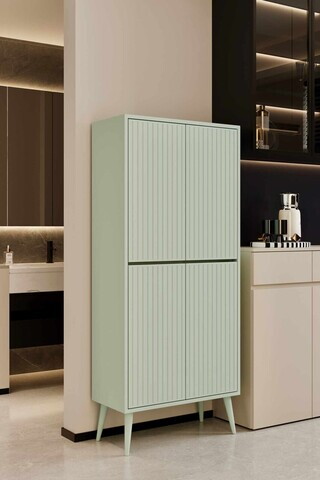 Dulap pentru bucatarie, Hanah Home, Capella, 69x158x32 cm, MDF, Verde menta