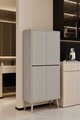 Dulap pentru bucatarie, Hanah Home, Capella, 69x158x32 cm, MDF, Gri deschis