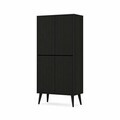 Dulap pentru bucatarie, Hanah Home, Capella, 69x158x32 cm, MDF, Negru