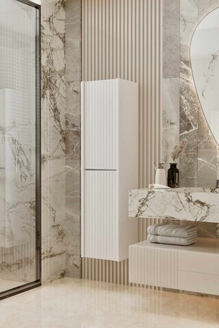 Dulap de baie, Hanah Home, Capella, 34x138x32 cm, MDF, Alb