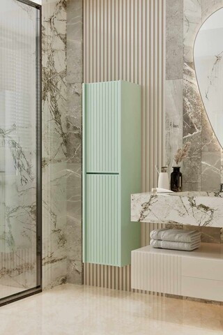 Dulap de baie, Hanah Home, Capella, 34x138x32 cm, MDF, Verde menta