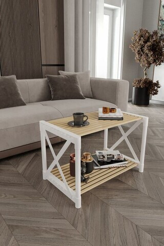 Masuta de cafea, Hanah Home, Pls Room 1, 53x38x33 cm, PLASTIC LEMN, Alb