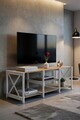 Comoda TV, Hanah Home, TV Unit Shelf, 110x40x38 cm, PLASTIC LEMN, Alb