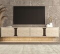 Comoda TV, Hanah Home, Helen, 180x30x30 cm, PAL, Travertin / Nuc