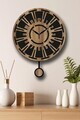 Ceas de perete decorativ, Vlnt114Mo, MDF, Diametru: 39 cm, Nuc / Negru