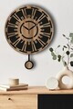Ceas de perete decorativ, Vlnt114Mo, MDF, Diametru: 39 cm, Nuc / Negru