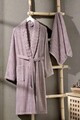 Set halat si prosop de baie, L'essentiel Maison, Carla, Bumbac, Mov pruna