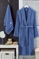 Set halat si prosop de baie, L'essentiel Maison, Cora, Bumbac, Albastru indigo