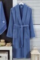 Set halat si prosop de baie, L'essentiel Maison, Cora, Bumbac, Albastru indigo