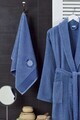 Set halat si prosop de baie, L'essentiel Maison, Cora, Bumbac, Albastru indigo