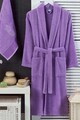 Set halat si prosop de baie, L'essentiel Maison, Cora, Bumbac, Mov
