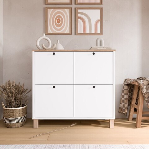 Pantofar, Hanah Home, Nord, 90x85.2x35 cm, PAL, Alb / Stejar