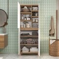 Dulap multifunctional, Hanah Home, Nord, 69.7x175x40 cm, PAL, Alb / Stejar / Gri