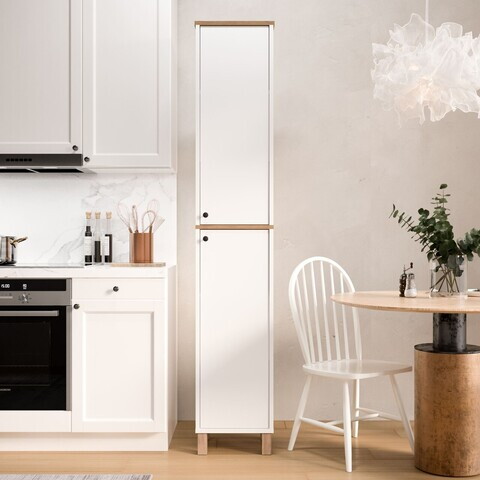 Dulap multifunctional, Hanah Home, Nord, 36x195.4x32 cm, PAL, Alb / Stejar