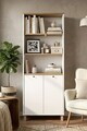 Corp biblioteca, Hanah Home, Nord, 69.5x180x32 cm, PAL, Alb / Stejar
