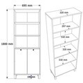 Corp biblioteca, Hanah Home, Nord, 69.5x180x32 cm, PAL, Alb / Stejar
