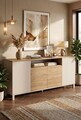 Consola, Hanah Home, Mood, 180x82.4x44.5 cm, PAL, Nisip / Stejar