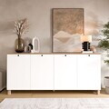 Consola, Hanah Home, Nord, 180x80x42.1 cm, PAL, Alb / Stejar