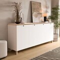 Consola, Hanah Home, Nord, 180x80x42.1 cm, PAL, Alb / Stejar