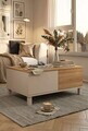 Masuta de cafea, Hanah Home, Mood, 90x40x60 cm, PAL, Nisip / Stejar