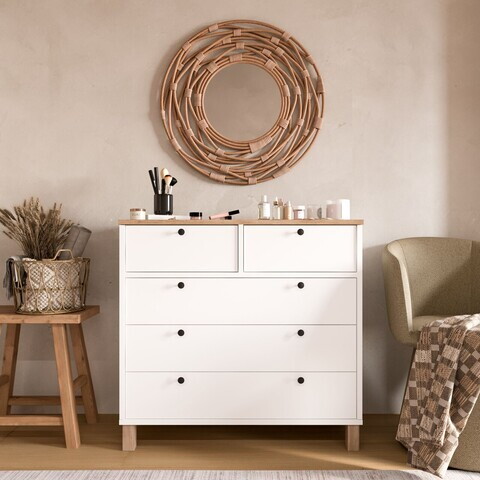 Dulap, Hanah Home, Nord, 90x85.2x40 cm, PAL, Alb / Stejar