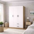 Dulap pentru haine, Hanah Home, Yaman 1600-209, 120x181x45 cm, PAL, Nuc/Alb