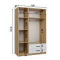 Dulap pentru haine, Hanah Home, Yaman 1600-209, 120x181x45 cm, PAL, Nuc/Alb