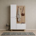 Cuier de perete, Hanah Home, Forma 1600-206, 90x173x37 cm, PAL, Alb / Stejar